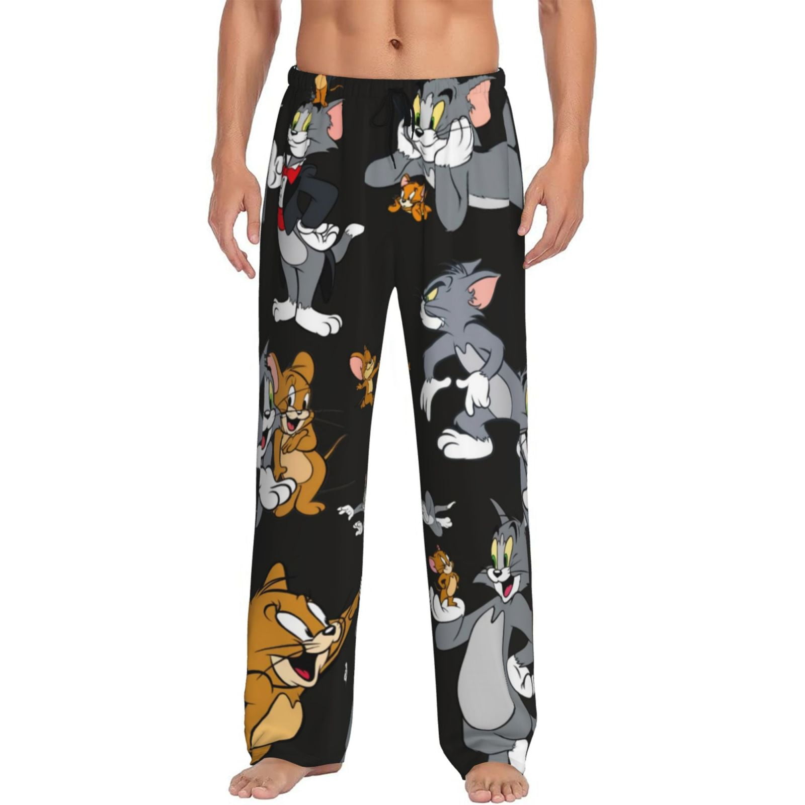 Tom And Jerry Anime Cartoon All-Over Print Men'S Black Pajama