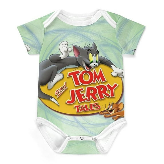 Tom And Jerry Baby Boy Girl Short Sleeve Rompers Bodysuit One Piece Jumpsuit Summer Outfit