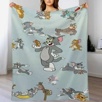 Tom And Jerry Blanket Cute Soft Lightweight Fuzzy Plush Throw Blankets Cozy Flannel Blankets for Sofa Couch Travel Home Bedroom Decor Gifts 30"x40"