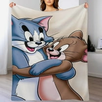Tom And Jerry Blanket Cute Soft Lightweight Fuzzy Plush Throw Blankets Cozy Flannel Blankets for Sofa Couch Travel Home Bedroom Decor Gifts 30"x40"