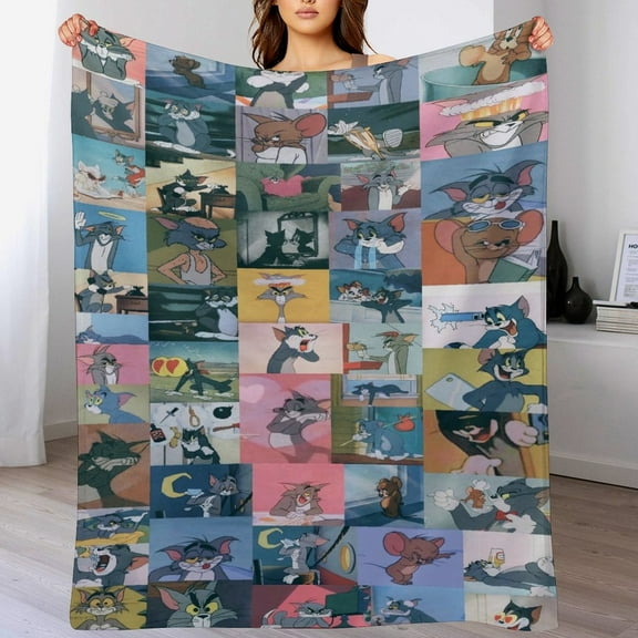 Tom And Jerry Blanket Cute Soft Lightweight Fuzzy Plush Throw Blankets Cozy Flannel Blankets for Sofa Couch Travel Home Bedroom Decor Gifts 30"x40"