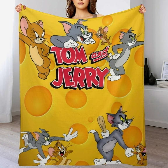 Tom And Jerry Blanket Cute Soft Lightweight Fuzzy Plush Throw Blankets Cozy Flannel Blankets for Sofa Couch Travel Home Bedroom Decor Gifts 30"x40"