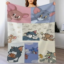 Tom And Jerry Blanket Cute Soft Lightweight Fuzzy Plush Throw Blankets Cozy Flannel Blankets for Sofa Couch Travel Home Bedroom Decor Gifts 30"x40"