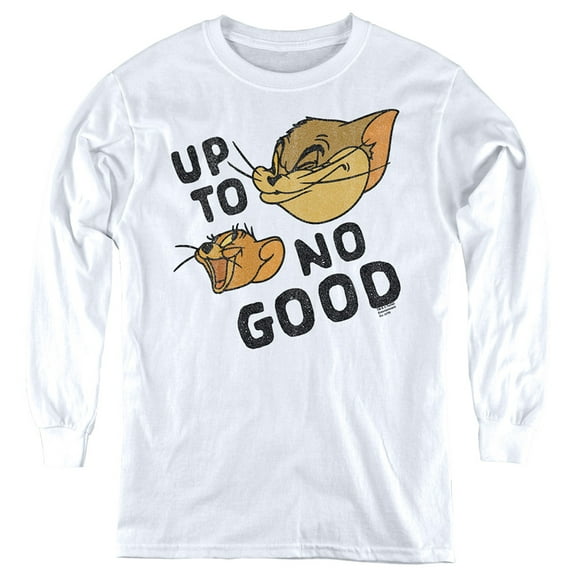 Tom And Jerry Cat And Mouse Nope Kids Long Sleeve T Shirt (Large) for Youth Boys and Girls, White