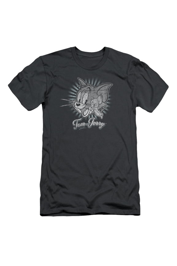 Tom And Jerry Classic Pals S/S Adult 30/1 T-Shirt Charcoal