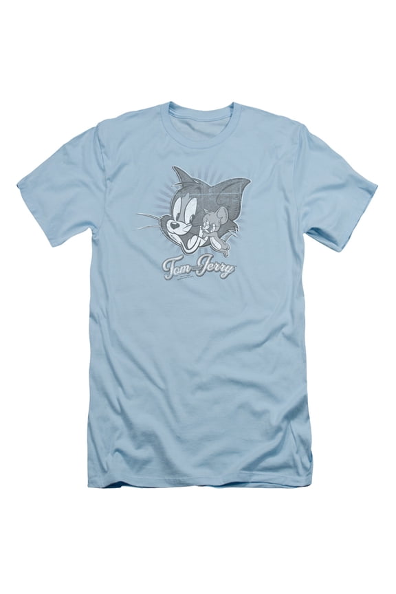 Tom And Jerry Classic Pals S/S Adult 30/1 T-Shirt Light Blue