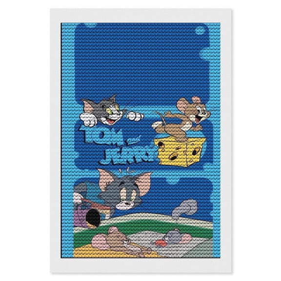 Tom And Jerry Diamond Art Painting Kits, Cartoon Gem Dots Painting for Kids Adults, Arts Crafts DIY Paint Supplies for Gift Home Wall Decor 8"x12"
