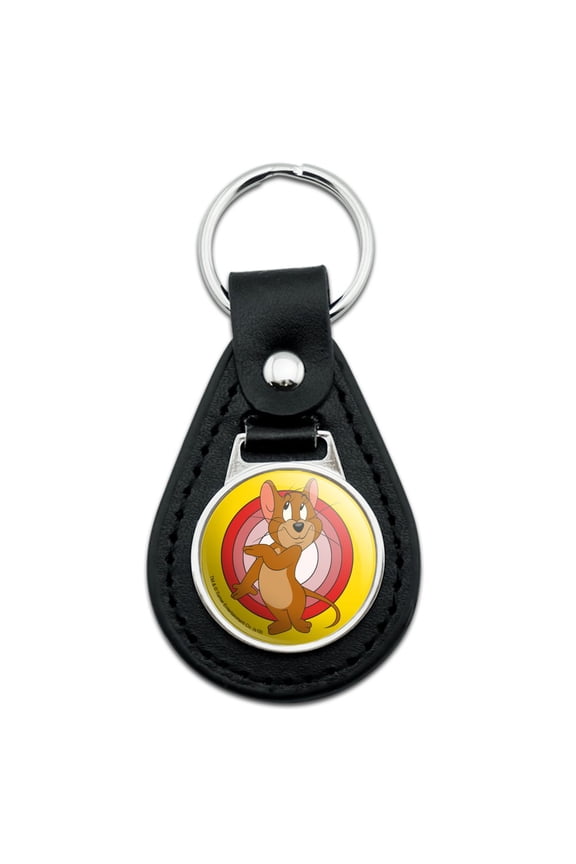 Tom And Jerry Jerry Character Black Leather Keychain