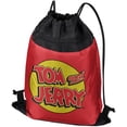 thumbnail image 1 of Tom And Jerry Logo Drawstring Backpack Sports Bag Sackpack 17" x 13", Perfect for Gym, Yoga or Practice, 1 of 5