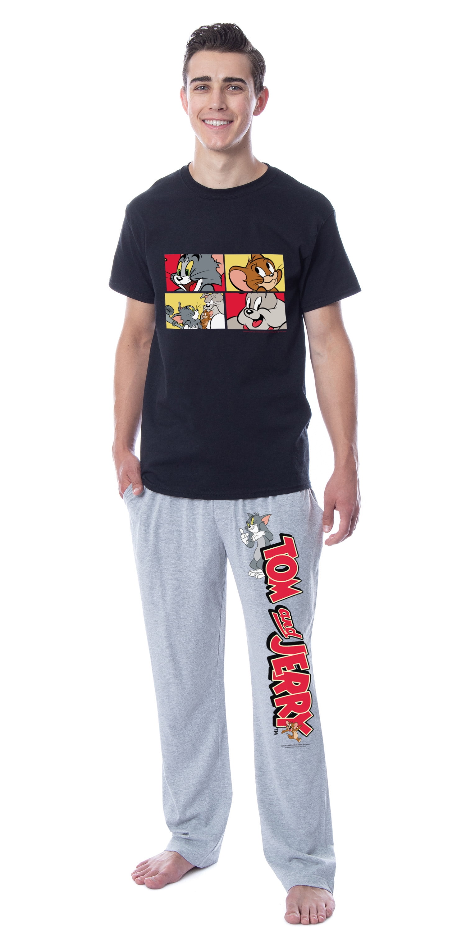Tom And Jerry Men s Classic Characters Logo Sleep Pajama Set