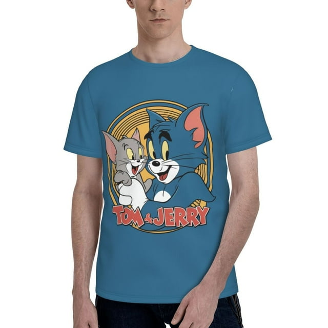 Tom And Jerry Men's T Shirt 3D Graphic Hip Hop Unisex Tees Tops Casual Stylish Crew Neck Short Sleeve