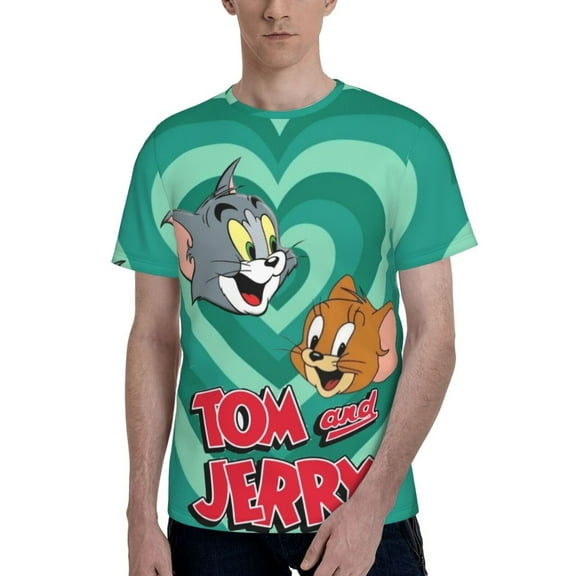 Tom And Jerry Men's T-Shirt Graphic Print Crew Neck Unisex Short Sleeve Hip Hop Adults Tees Top Streetwear