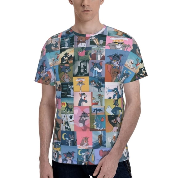 Tom And Jerry Men's T-Shirt Graphic Print Crew Neck Unisex Short Sleeve Hip Hop Adults Tees Top Streetwear