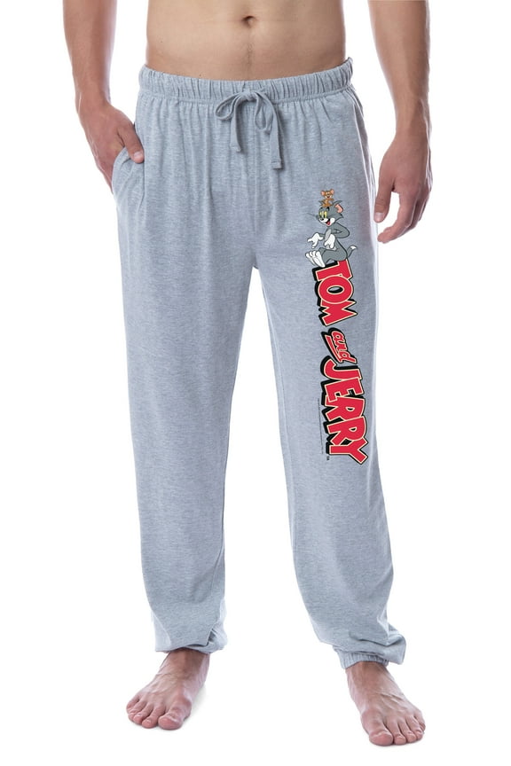 Tom And Jerry Men's Vintage Characters Logo Sleep Jogger Pajama Pants
