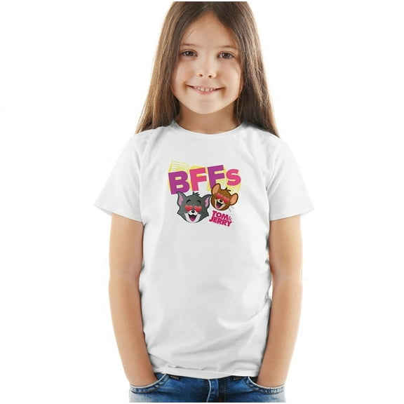 Tom And Jerry Movie Bffs Kids T Shirt (4) for Youth Toddler Boys and Girls, White