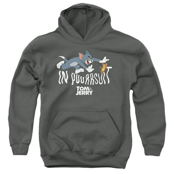 Tom And Jerry Movie In Pursuit Kids Pull-Over Hoodie (Large) for Youth Boys and Girls, Charcoal