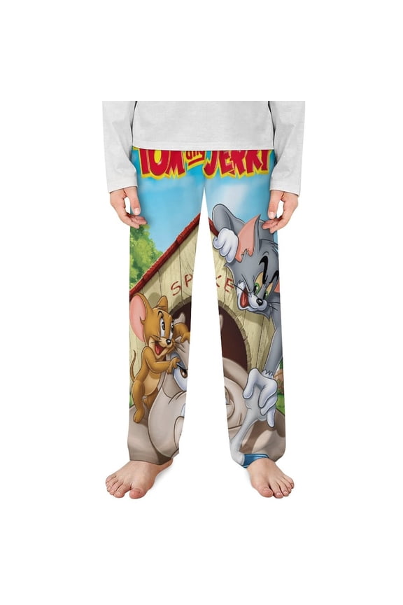 Tom And Jerry Pajama Pants Long Sleep Pants Soft Elastic Waist PJ Bottoms Lounge Pants