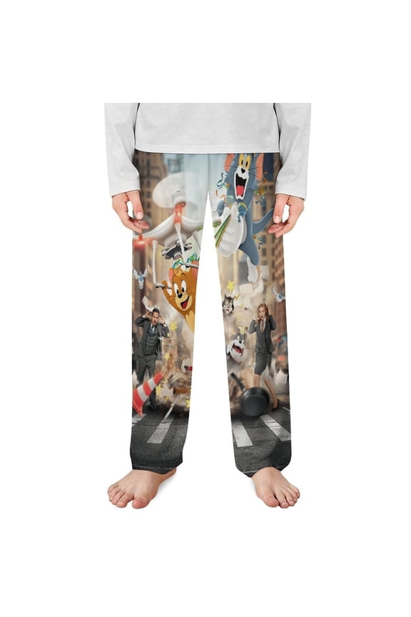 Tom And Jerry Pajama Pants Long Sleep Pants Soft Elastic Waist PJ Bottoms Lounge Pants