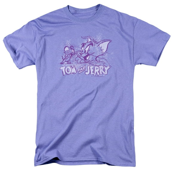 Tom And Jerry Sketchy S/S Adult 18/1 T-Shirt-Lavender
