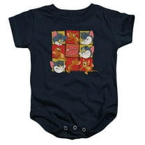 Tom And Jerry Squares Unisex Infant Snap Suit for Baby (6 Months) Navy