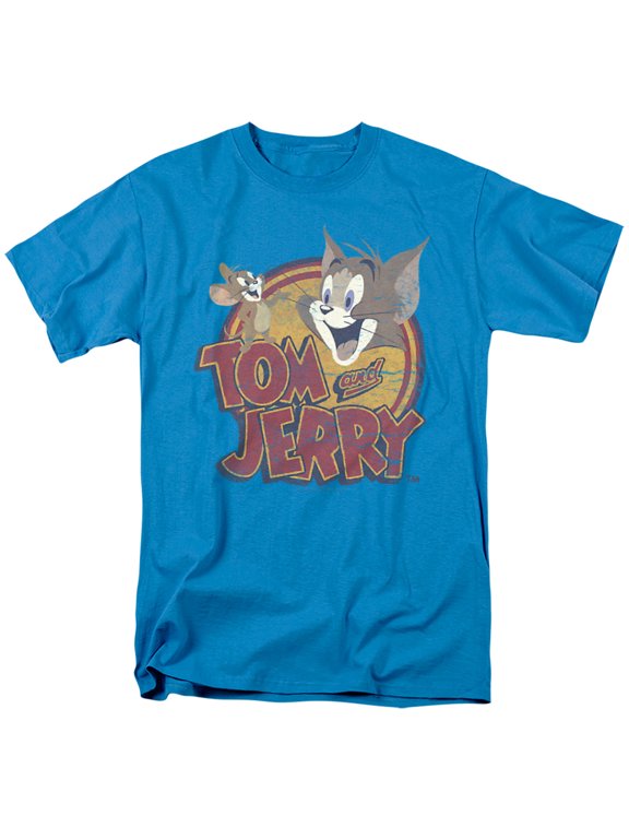 Tom And Jerry Water Damaged Unisex Adult T Shirt, Turquoise, 3X-Large