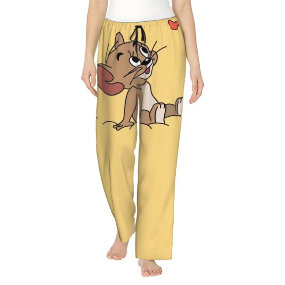 Tom And Jerry Women's Pajama Pants, Cartoon Ultra Soft Comfy Lounge Bottoms, Casual Sleep Pj Pants Sleepwear With Pockets Drawstring
