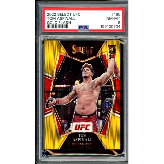 Tom Aspinall Rookie Card 2022 Select UFC Gold Flash #185 PSA 8