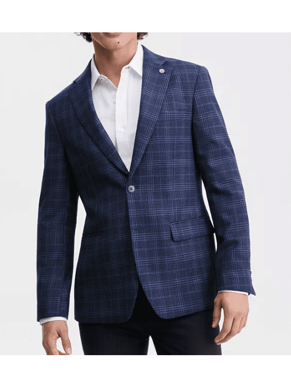 Mens Slim fit Sport Coat Blazer 42 R Blue Plaid
