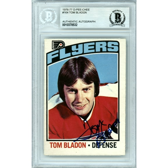 Tom Bladon Autographed 1976-77 O-Pee-Chee Card #164 Philadelphia Flyers Beckett BAS #10378532
