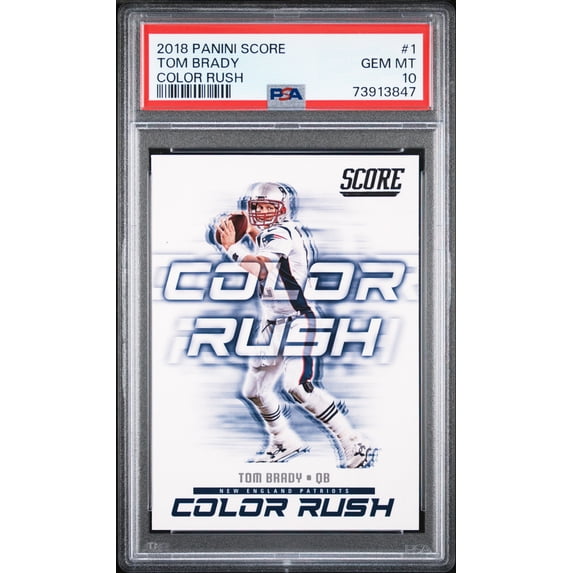 Tom Brady 2018 Panini Score Color Rush Football Card #1 Graded PSA 10