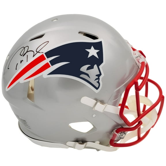 Tom Brady Autographed New England Patriots Silver Full Size Authentic Speed Helmet Fanatics Holo 202345