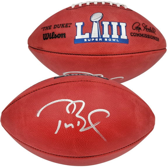 Tom Brady Autographed Official NFL Leather SB LIII Logo Football Tampa Bay Buccaneers Fanatics Holo 202347