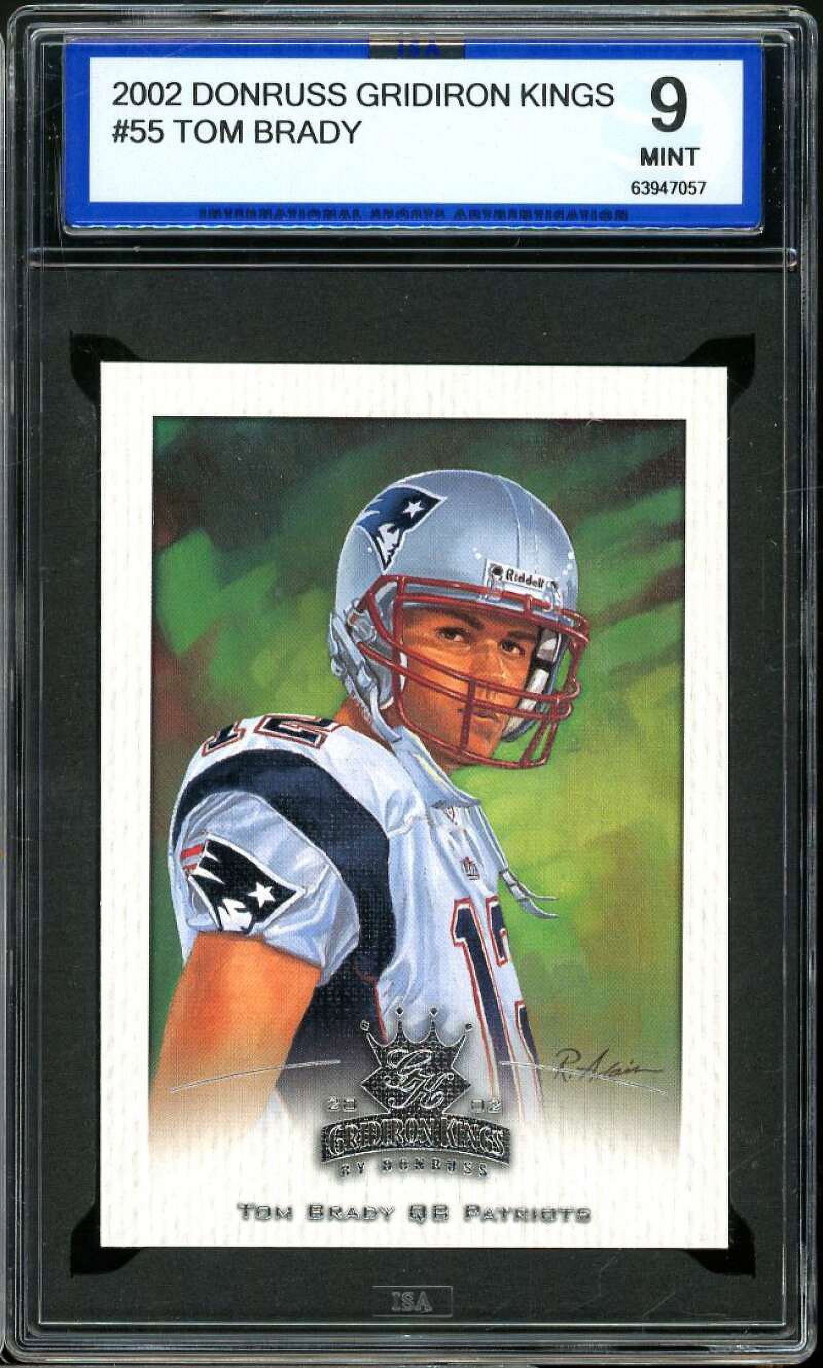Tom Brady Card 2002 Donruss Gridiron Kings #55 ISA MINT