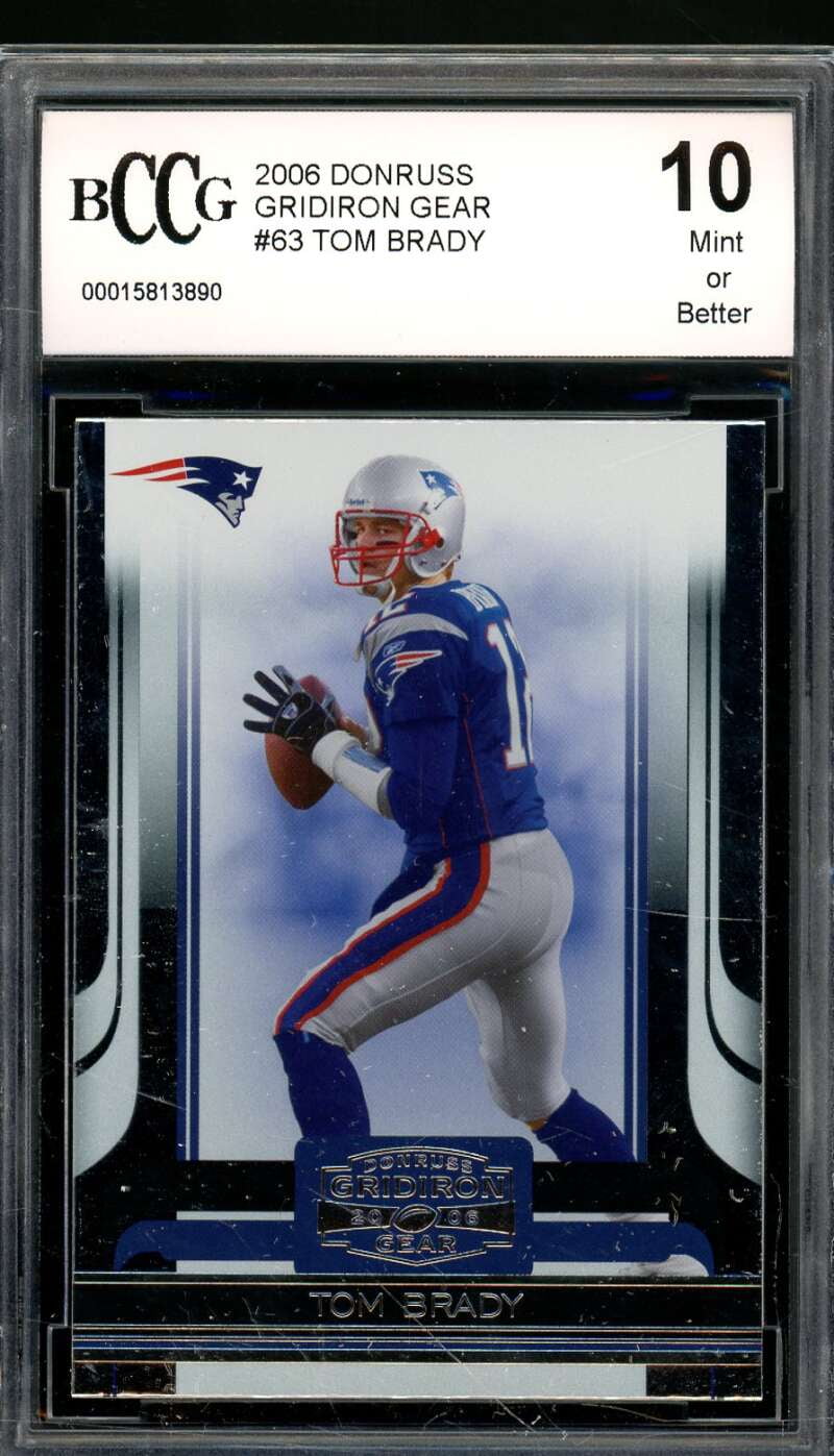 Tom Brady Card 2006 Donruss Gridiron Gear #63 BGS BCCG 10