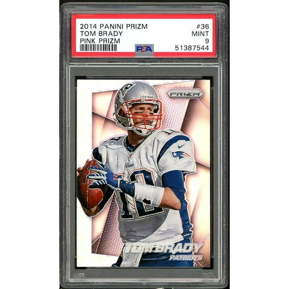 Tom Brady Card 2014 Panini Prizm Pink Prizm #36 PSA 9