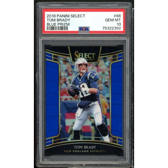 Tom Brady Card 2018 Panini Select Blue Prizm #86 PSA 10