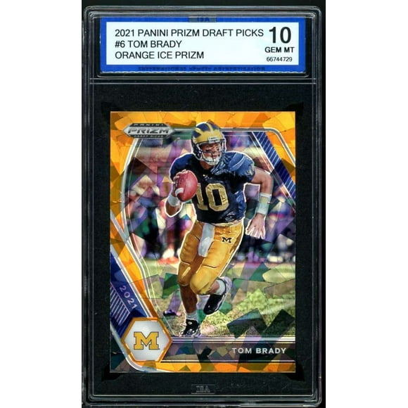 Tom Brady Card 2021 Panini Prizm Draft Picks Orange Ice Prizm #6 ISA 10 GEM MINT