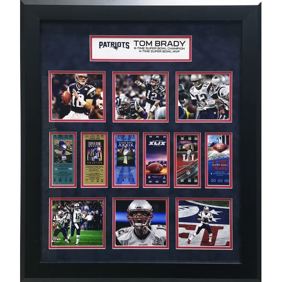 Tom Brady Framed Unsigned Super Bowl Ticket Collage New England Patriots SKU #242962