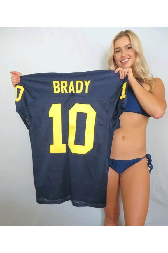 Tom Brady Michigan Wolverines blue game cut jersey