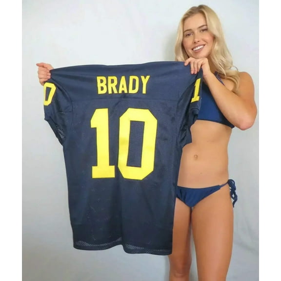 Tom Brady Michigan Wolverines blue game cut jersey