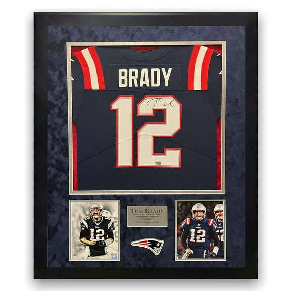 Tom Brady New England Patriots Autographed Color Rush Elite Jersey Framed To 32x40 Fanatics