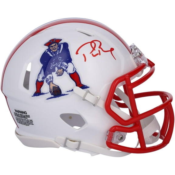 Tom Brady New England Patriots Autographed Riddell 1990-1992 Throwback Speed Mini Helmet - Signed in Red Ink - Fanatics Authentic Certified