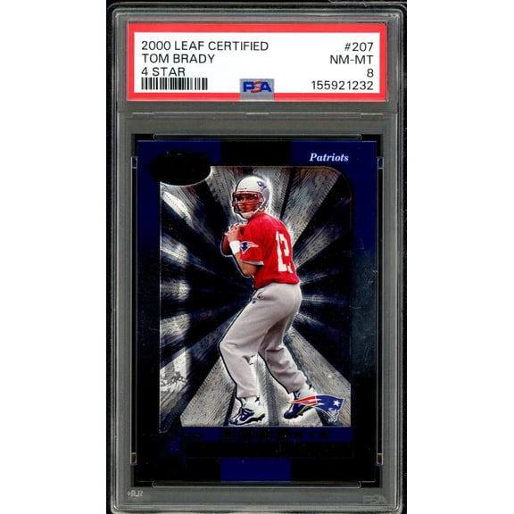 Tom Brady Rookie Card 2000 Leaf Certified 4 Star (766/1500) #207 PSA 8