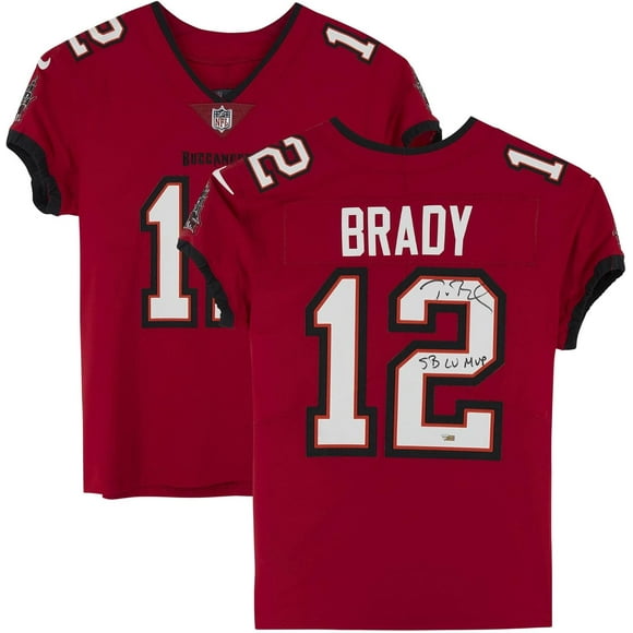 Tom Brady Tampa_Bay_Buccaneers Super Bowl LV Champions Autographed Red Elite Jersey with "LV MVP" Inscription - Autographed NFL_ Jerseys