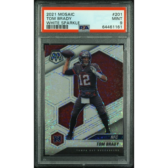 Tom Brady Tampa Buccaneers 2021 Mosaic White Sparkle Prizm Card #201 PSA 9 Mint