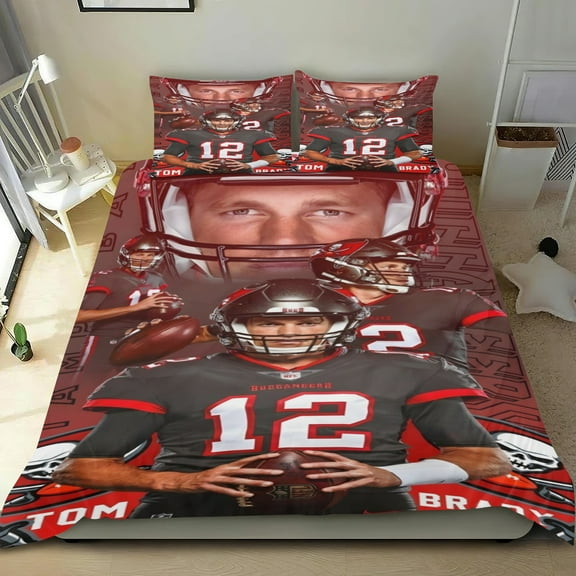 Tom Brady Bed Comforter Set 3 Pieces has an iconic print,One duvet cover(68" x 86") and two pillowcases.