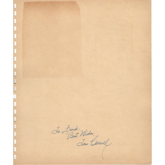 Tom Carroll Signed Autographed Scrapbook Page Cut Signature Yankees JSA II59910