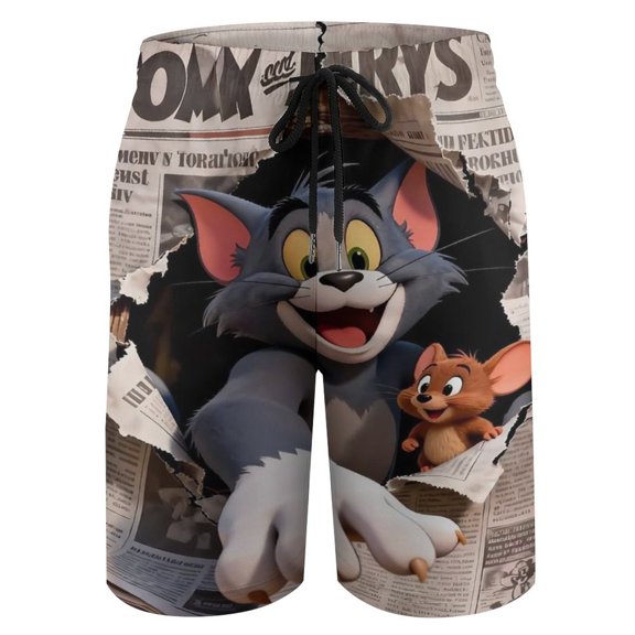 Tom Cat Jery Beach Short Boys Swim Trunk Quick Dry Shorts With Mesh Liner