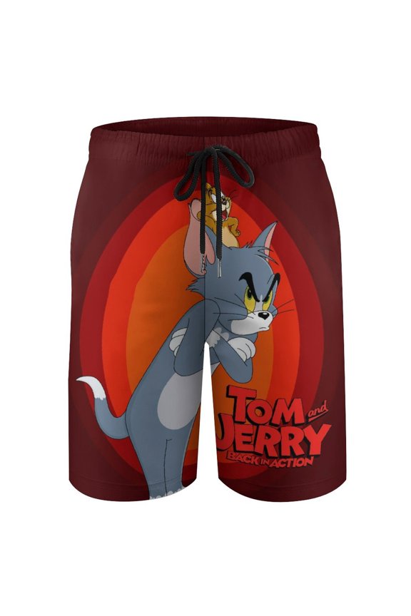 Tom Cat Jery Beach Short Boys Swim Trunk Quick Dry Shorts With Mesh Liner
