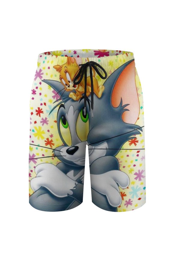 Tom Cat Jery Beach Short Boys Swim Trunk Quick Dry Shorts With Mesh Liner